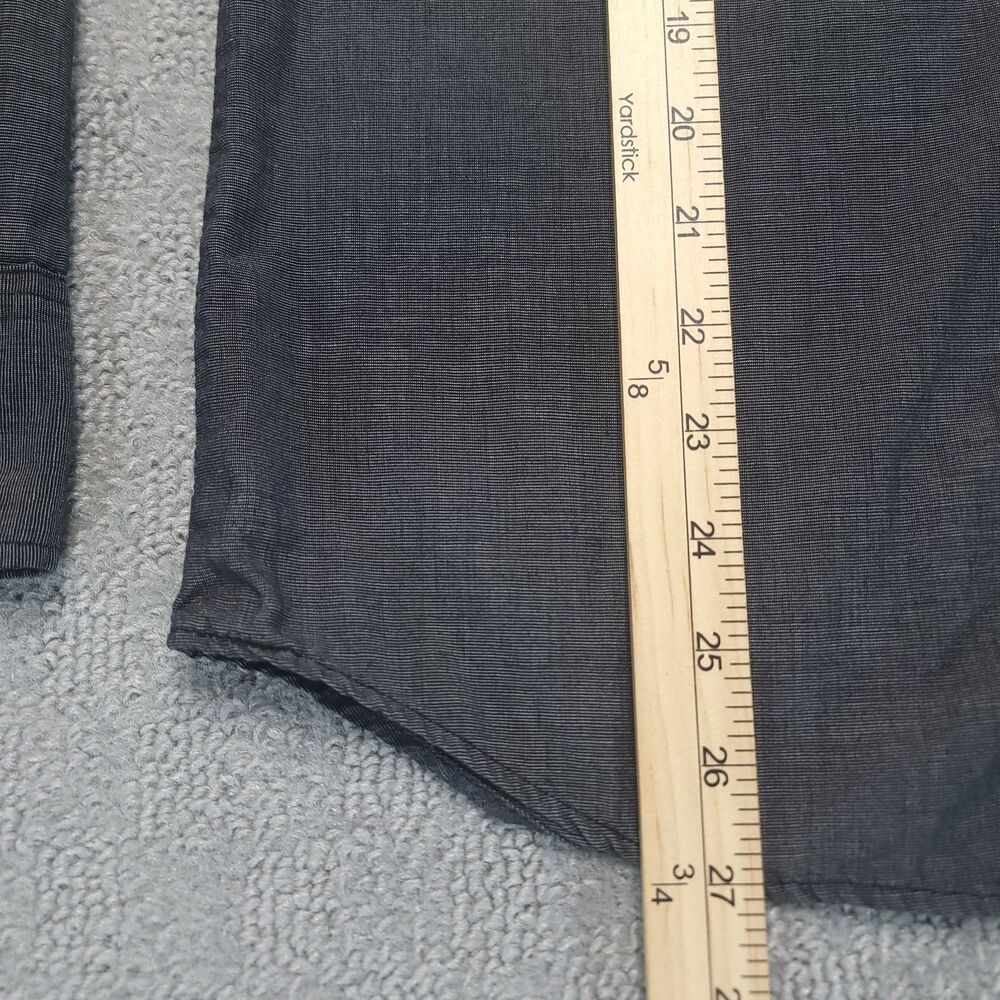 Straight Faded Mens M Shirt Button Up Roll Up Long Sleeve Snap Pockets Dark Gray - Picture 7 of 8